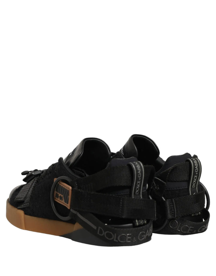 Dolce &amp; Gabbana Sample Sale | Dolce &amp; Gabbana Black Leather Low Trainers Men Sneakers Shoes - | Designer outlet