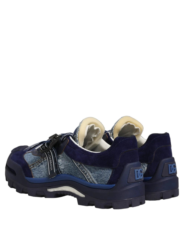 Dolce &amp; Gabbana Sample Sale | Dolce &amp; Gabbana Blue Airmaster Panelled Low Top Denim Sneakers Shoes - | Designer outlet