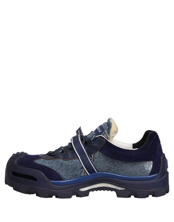 Dolce &amp; Gabbana Sample Sale | Dolce &amp; Gabbana Blue Airmaster Panelled Low Top Denim Sneakers Shoes - | Designer outlet