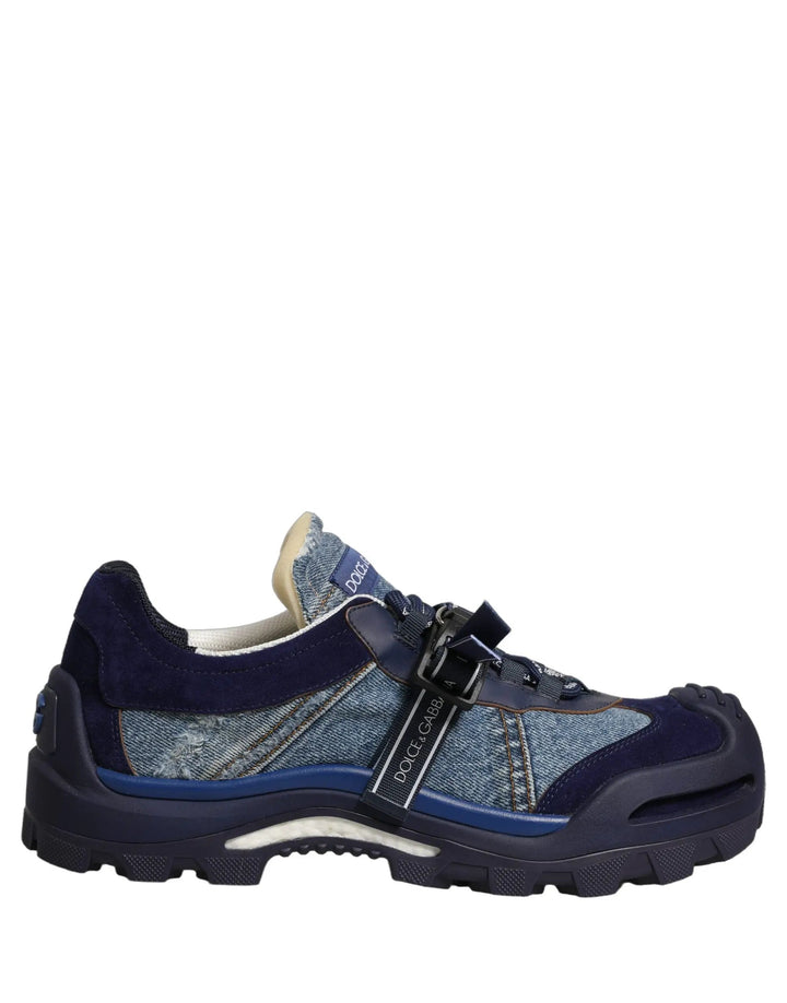 Dolce &amp; Gabbana Sample Sale | Dolce &amp; Gabbana Blue Airmaster Panelled Low Top Denim Sneakers Shoes - | Designer outlet