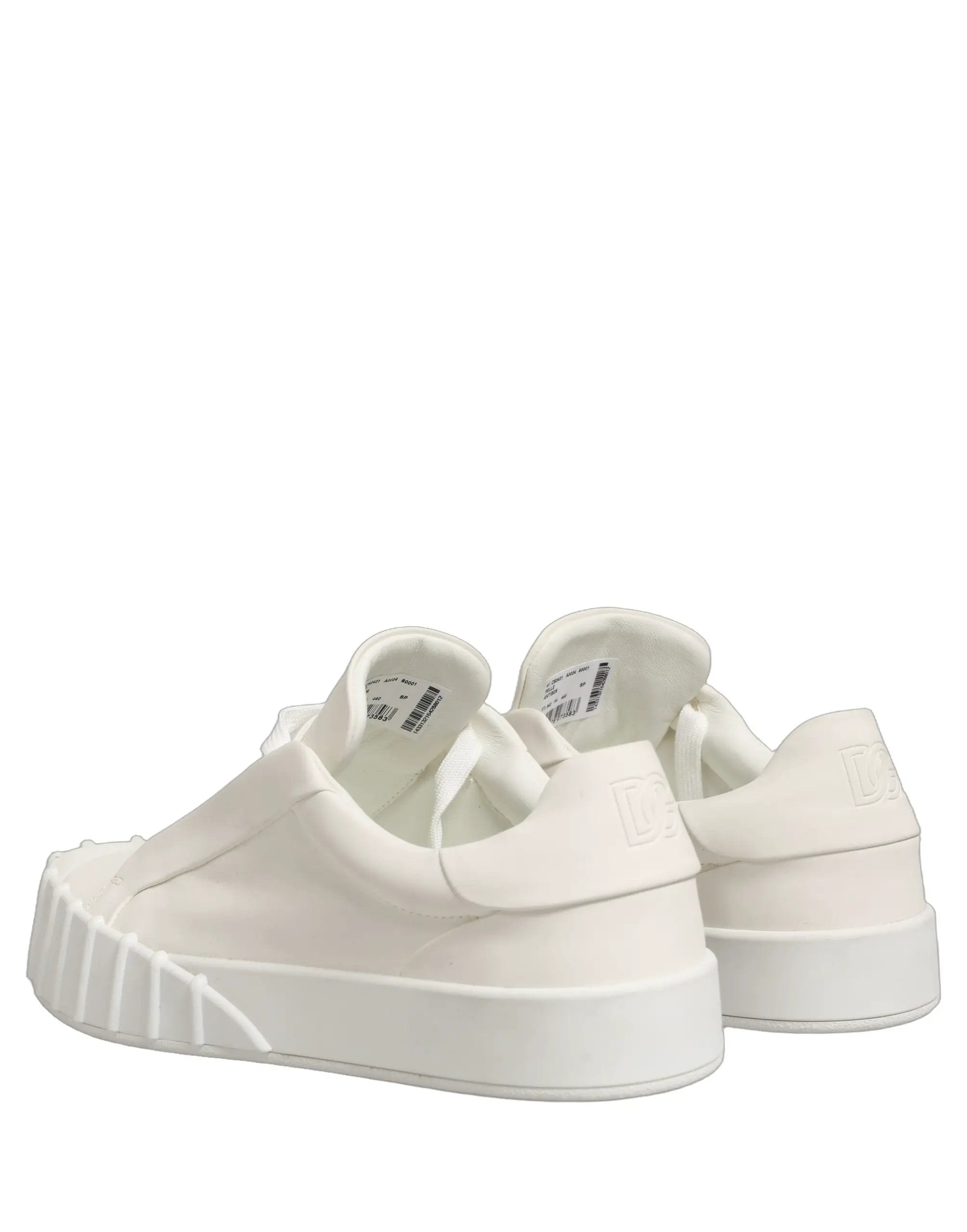 Dolce & Gabbana White Leather Low Top Lace Up Sneakers Shoes – Ask