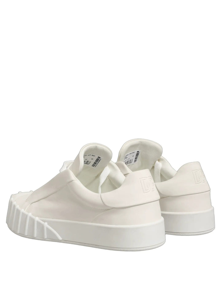 Dolce &amp; Gabbana Sample Sale | Dolce &amp; Gabbana White Leather Low Top Lace Up Sneakers Shoes - | Designer outlet