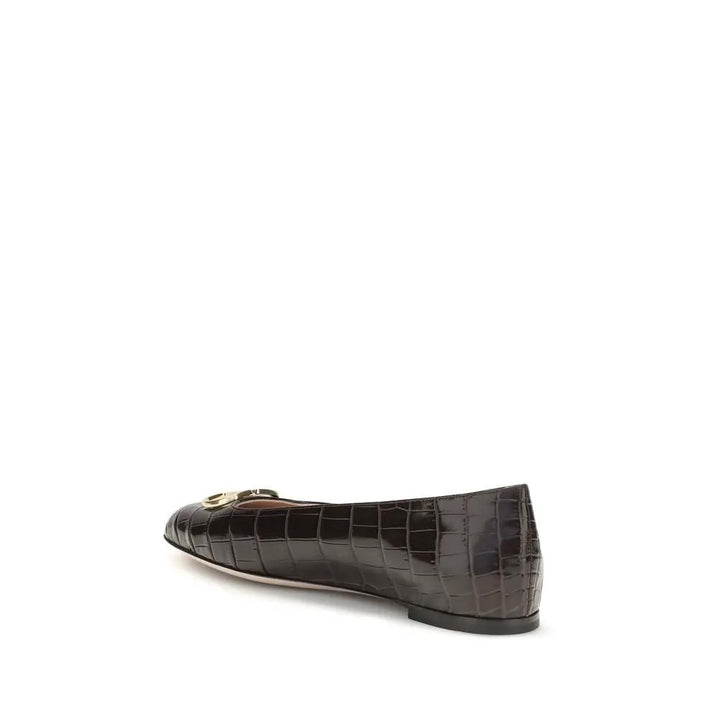 Valentino Garavani Sample Sale | Valentino Garavani Brown Calf Leather Bos Taurus Ballet Flats - | Designer outlet