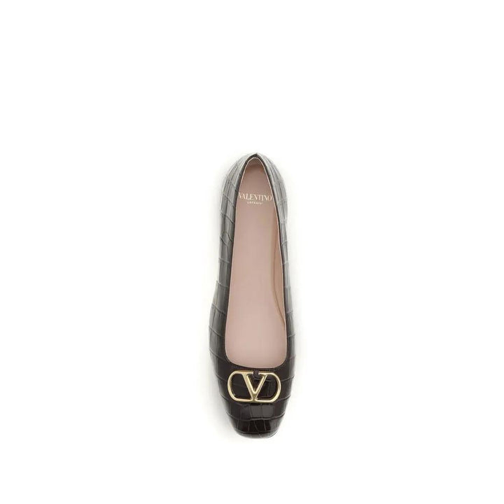 Valentino Garavani Sample Sale | Valentino Garavani Brown Calf Leather Bos Taurus Ballet Flats - | Designer outlet