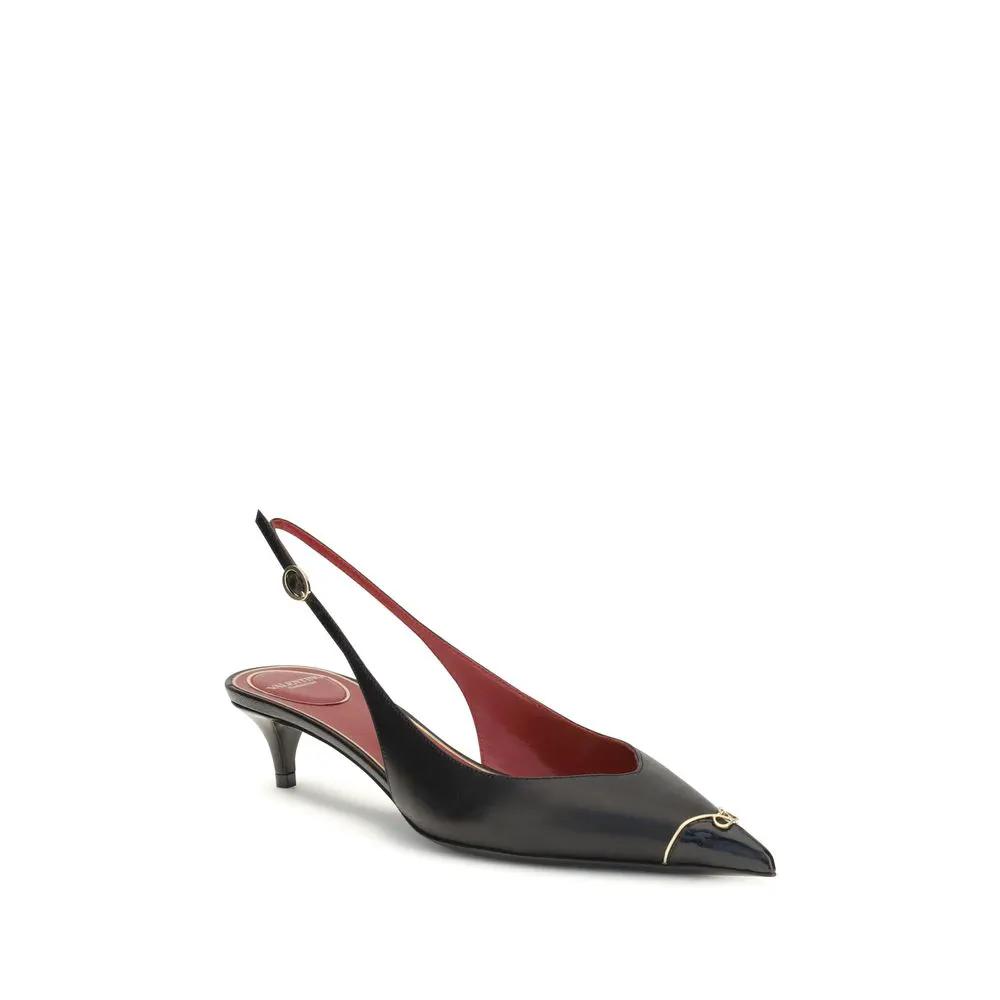 Valentino Garavani Sample Sale | Valentino Garavani Black Calf Leather Bos Taurus Mid Heel Pumps - | Designer outlet