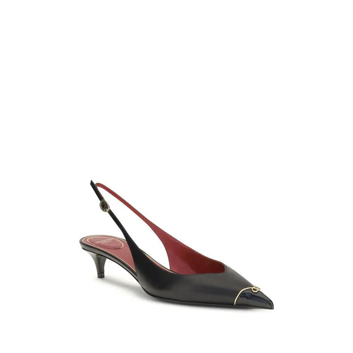 Valentino Garavani Sample Sale | Valentino Garavani Black Calf Leather Bos Taurus Mid Heel Pumps - | Designer outlet