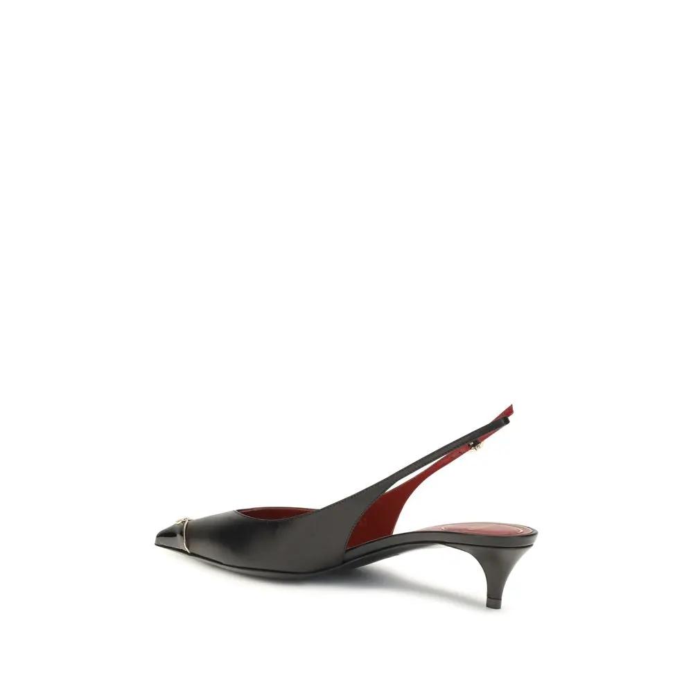 Valentino Garavani Sample Sale | Valentino Garavani Black Calf Leather Bos Taurus Mid Heel Pumps - | Designer outlet