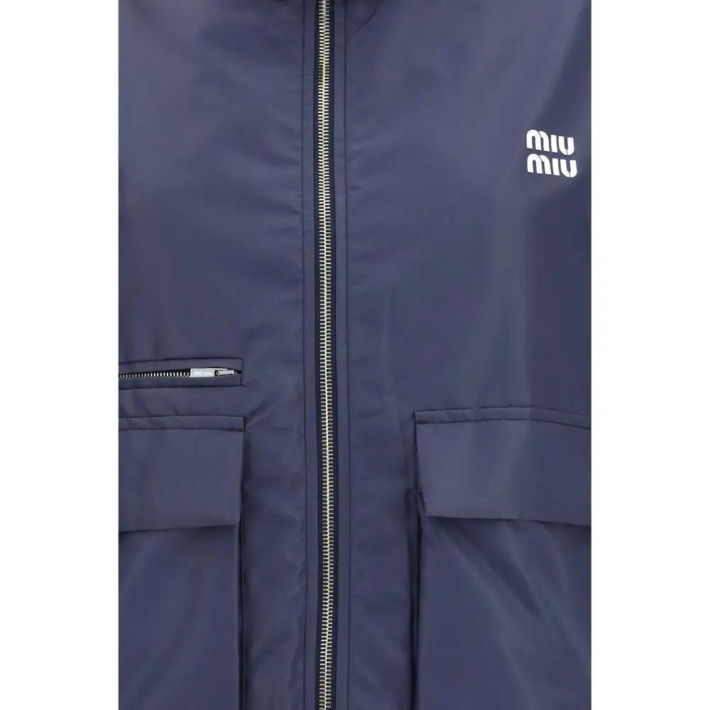 Miu Miu Sample Sale | Miu Miu Blue Polyester Full-Length Jacket - | Designer outlet