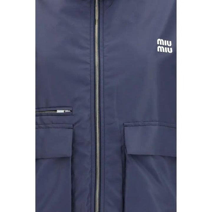 Miu Miu Sample Sale | Miu Miu Blue Polyester Full-Length Jacket - | Designer outlet
