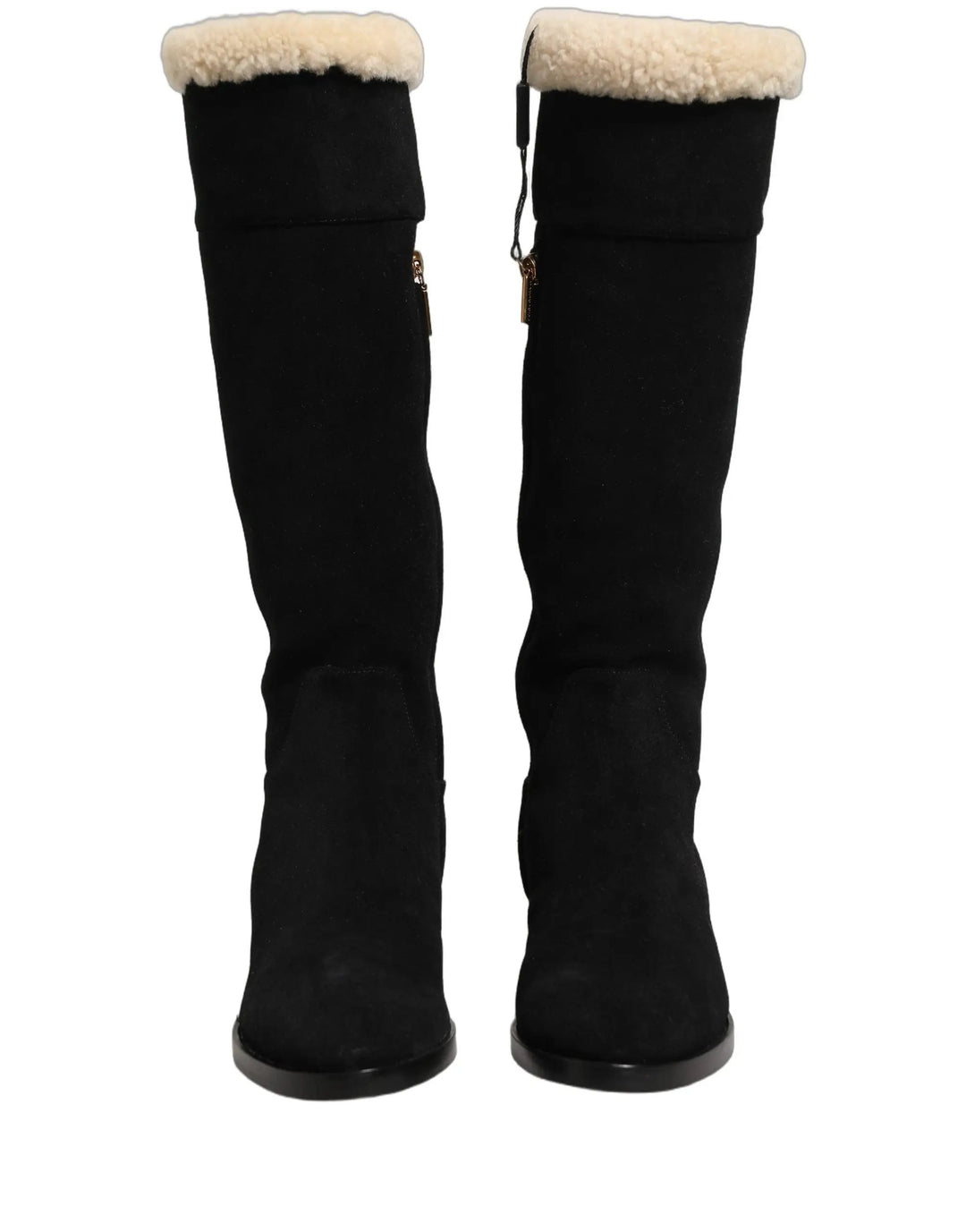 Dolce &amp; Gabbana Sample Sale | Dolce &amp; Gabbana Black Suede Leather Knee High Boots Shoes - | Designer outlet