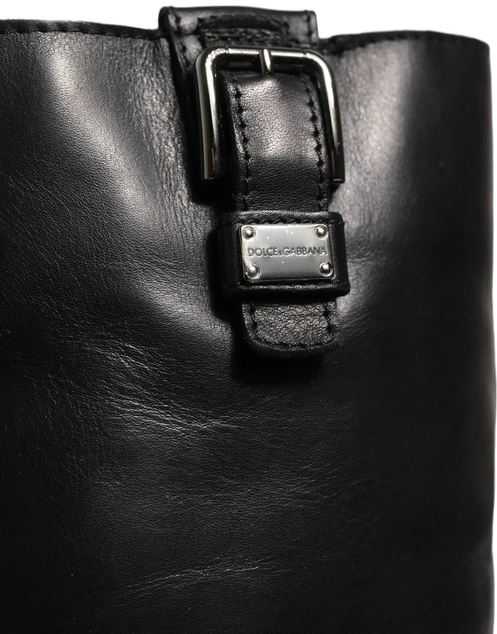 Dolce &amp; Gabbana Sample Sale | Dolce &amp; Gabbana Black Leather Buckle Detail Mid Calf Boots Shoes - | Designer outlet
