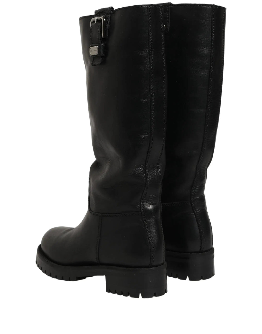 Dolce &amp; Gabbana Sample Sale | Dolce &amp; Gabbana Black Leather Buckle Detail Mid Calf Boots Shoes - | Designer outlet