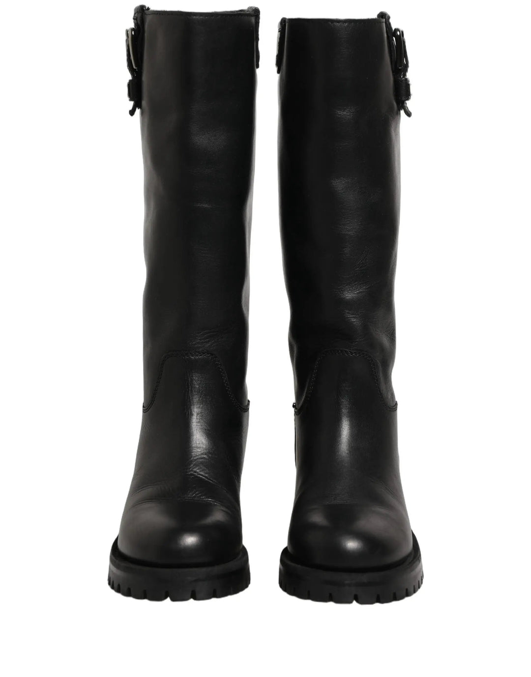 Dolce &amp; Gabbana Sample Sale | Dolce &amp; Gabbana Black Leather Buckle Detail Mid Calf Boots Shoes - | Designer outlet