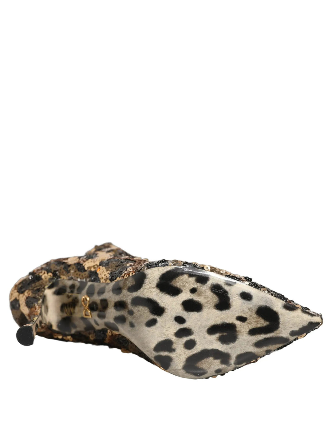Dolce &amp; Gabbana Sample Sale | Dolce &amp; Gabbana Gold Leopard Sequin Sock Ankle Boots Shoes - | Designer outlet