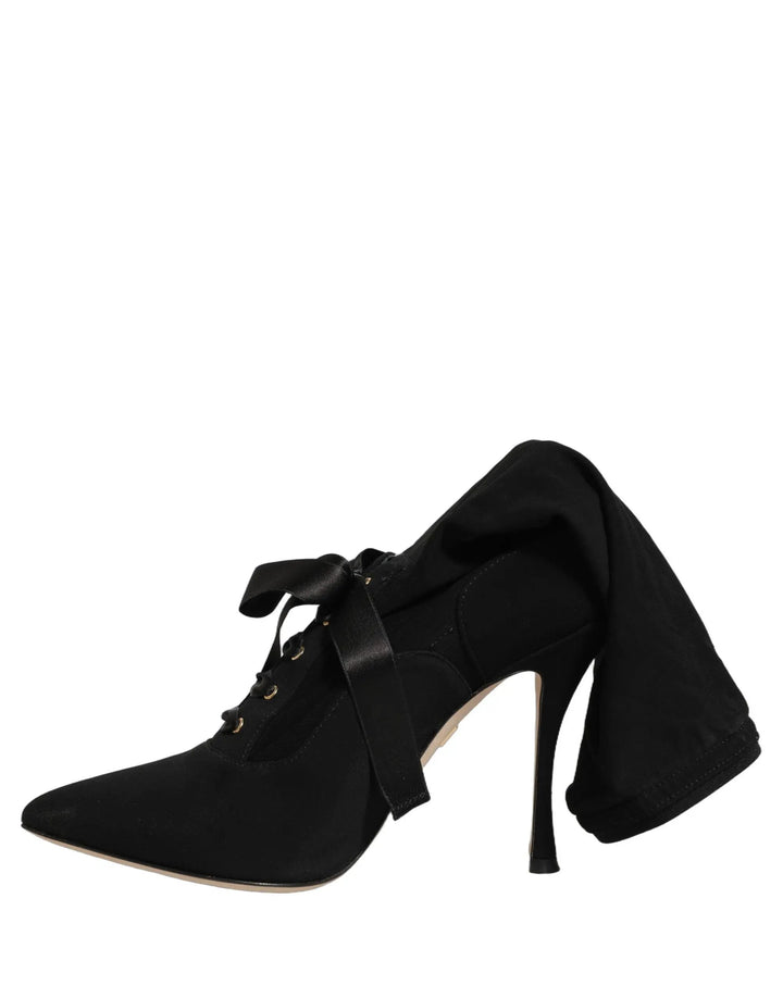 Dolce &amp; Gabbana Sample Sale | Dolce &amp; Gabbana Black Stiletto Heels Mid Calf Boots Shoes - | Designer outlet