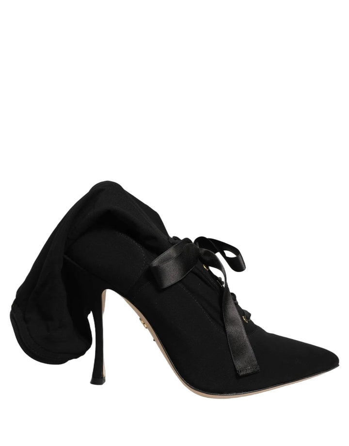 Dolce &amp; Gabbana Sample Sale | Dolce &amp; Gabbana Black Stiletto Heels Mid Calf Boots Shoes - | Designer outlet
