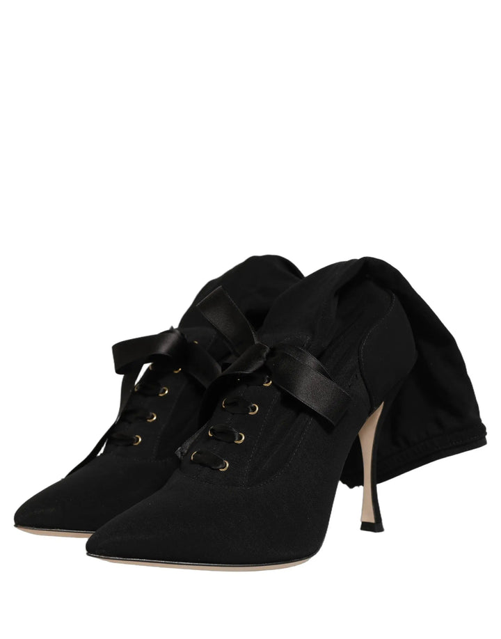 Dolce &amp; Gabbana Sample Sale | Dolce &amp; Gabbana Black Stiletto Heels Mid Calf Boots Shoes - | Designer outlet