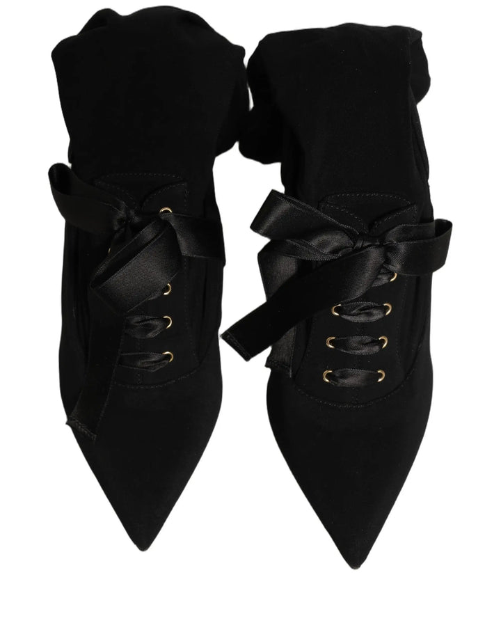 Dolce &amp; Gabbana Sample Sale | Dolce &amp; Gabbana Black Stiletto Heels Mid Calf Boots Shoes - | Designer outlet