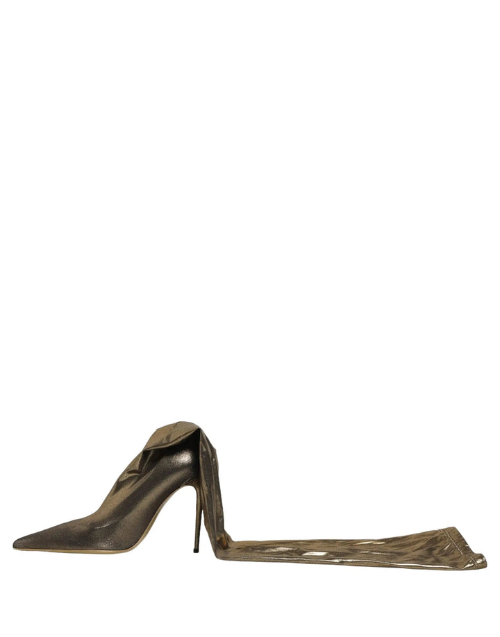 Dolce &amp; Gabbana Sample Sale | Dolce &amp; Gabbana Gold Nylon Socks Knee High Boots Pumps Shoes - | Designer outlet