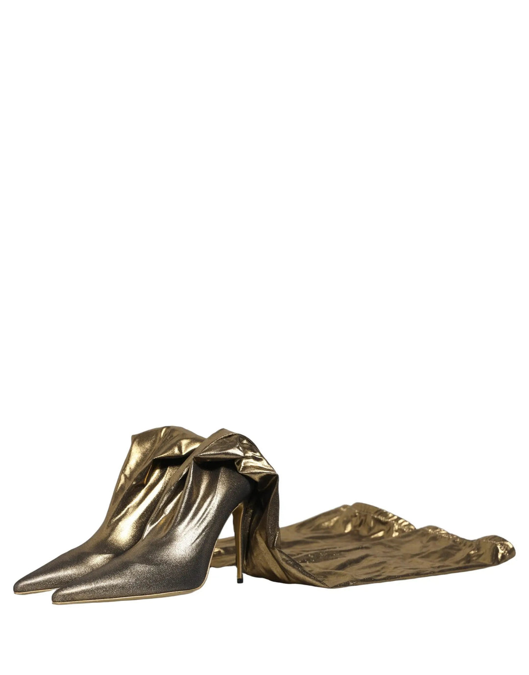 Dolce &amp; Gabbana Sample Sale | Dolce &amp; Gabbana Gold Nylon Socks Knee High Boots Pumps Shoes - | Designer outlet