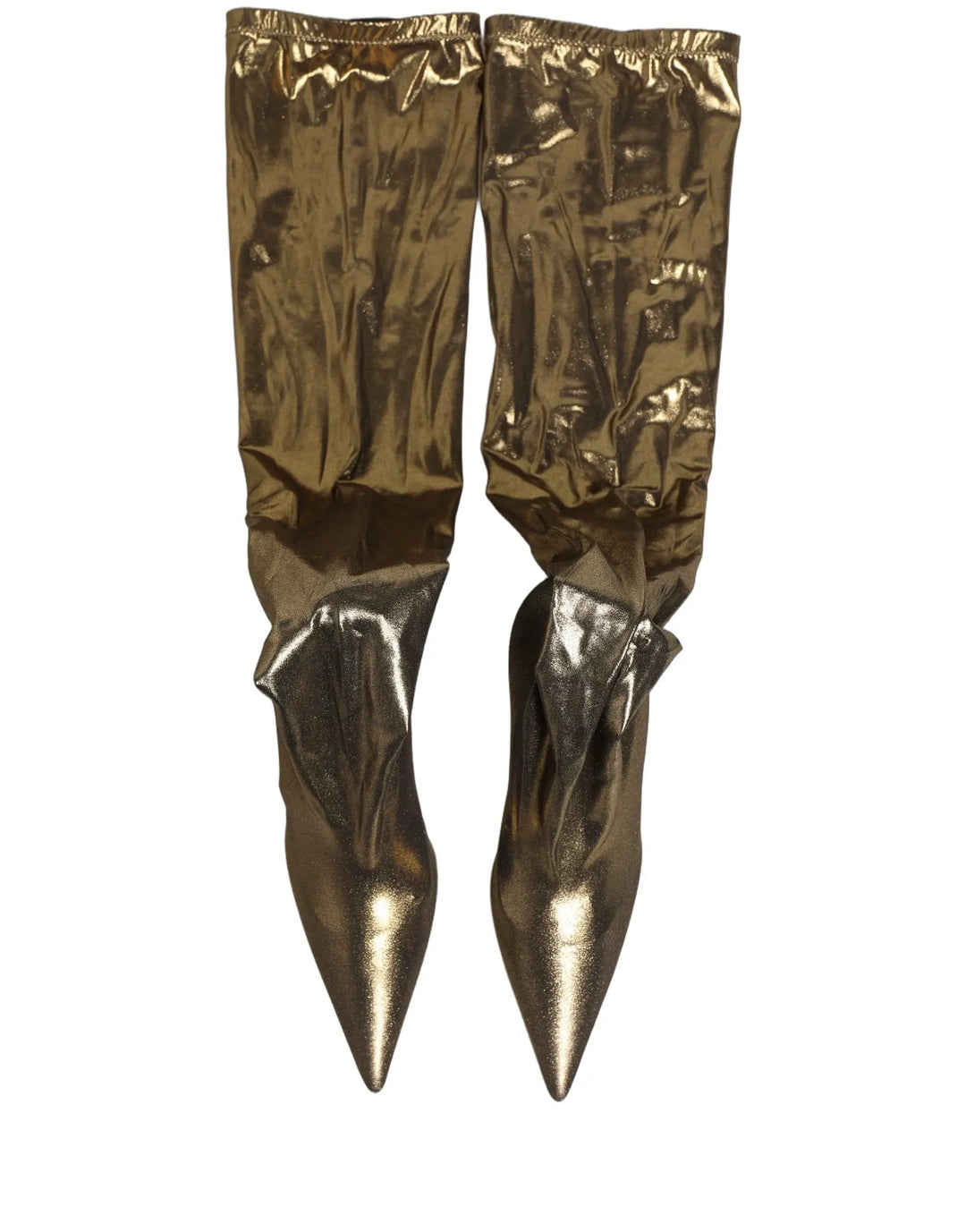Dolce &amp; Gabbana Sample Sale | Dolce &amp; Gabbana Gold Nylon Socks Knee High Boots Pumps Shoes - | Designer outlet