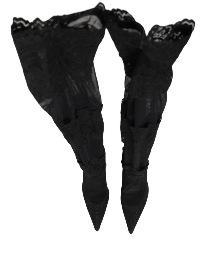 Dolce &amp; Gabbana Sample Sale | Dolce &amp; Gabbana Black Over The Knee Sock Pumps Boots Shoes - | Designer outlet