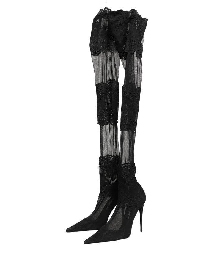 Dolce &amp; Gabbana Sample Sale | Dolce &amp; Gabbana Black Over The Knee Sock Pumps Boots Shoes - | Designer outlet