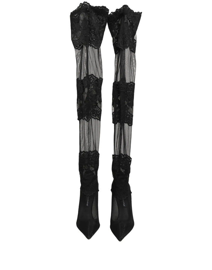 Dolce &amp; Gabbana Sample Sale | Dolce &amp; Gabbana Black Over The Knee Sock Pumps Boots Shoes - | Designer outlet