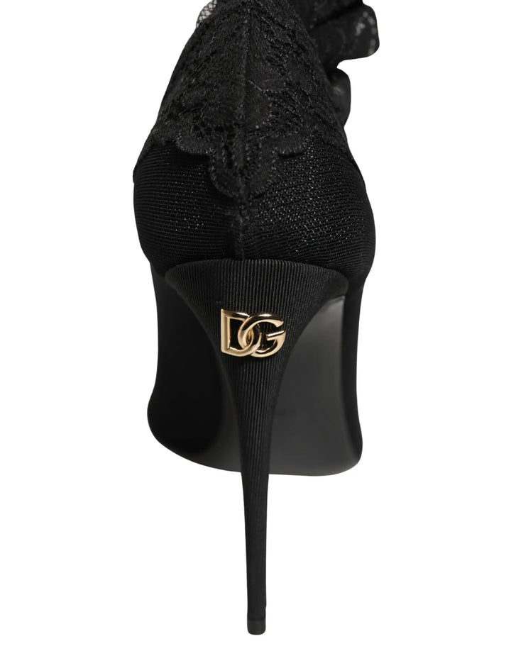 Dolce &amp; Gabbana Sample Sale | Dolce &amp; Gabbana Black Over The Knee Sock Pumps Boots Shoes - | Designer outlet
