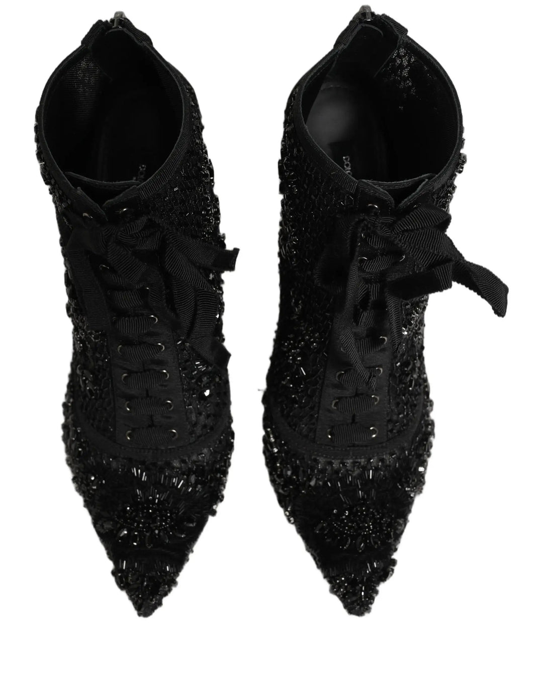 Dolce &amp; Gabbana Sample Sale | Dolce &amp; Gabbana Black Embellished Mesh Ankle Boots Shoes - | Designer outlet