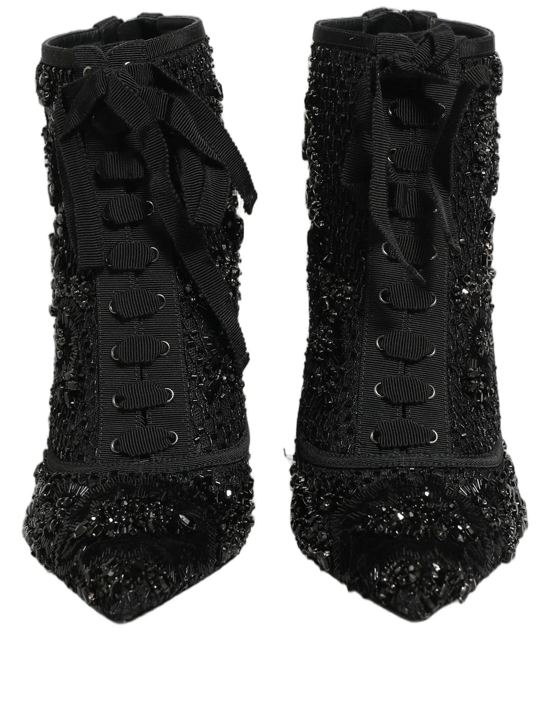 Dolce &amp; Gabbana Sample Sale | Dolce &amp; Gabbana Black Embellished Mesh Ankle Boots Shoes - | Designer outlet