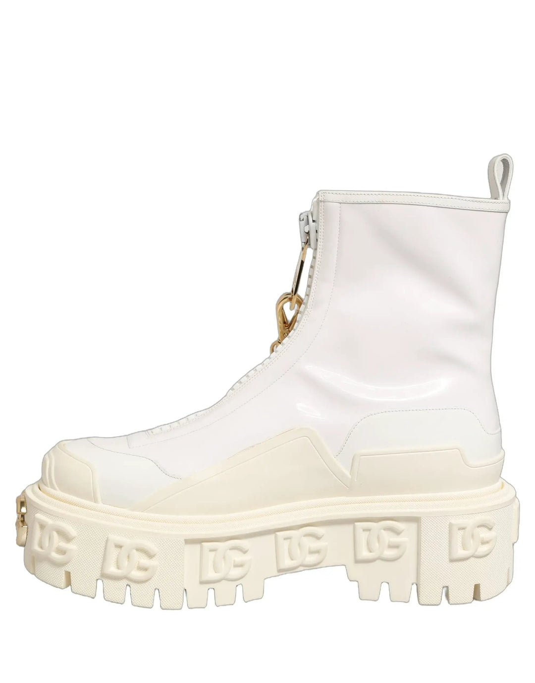 Dolce &amp; Gabbana Sample Sale | Dolce &amp; Gabbana White Leather Rubber Logo Ankle Boots Shoes - | Designer outlet