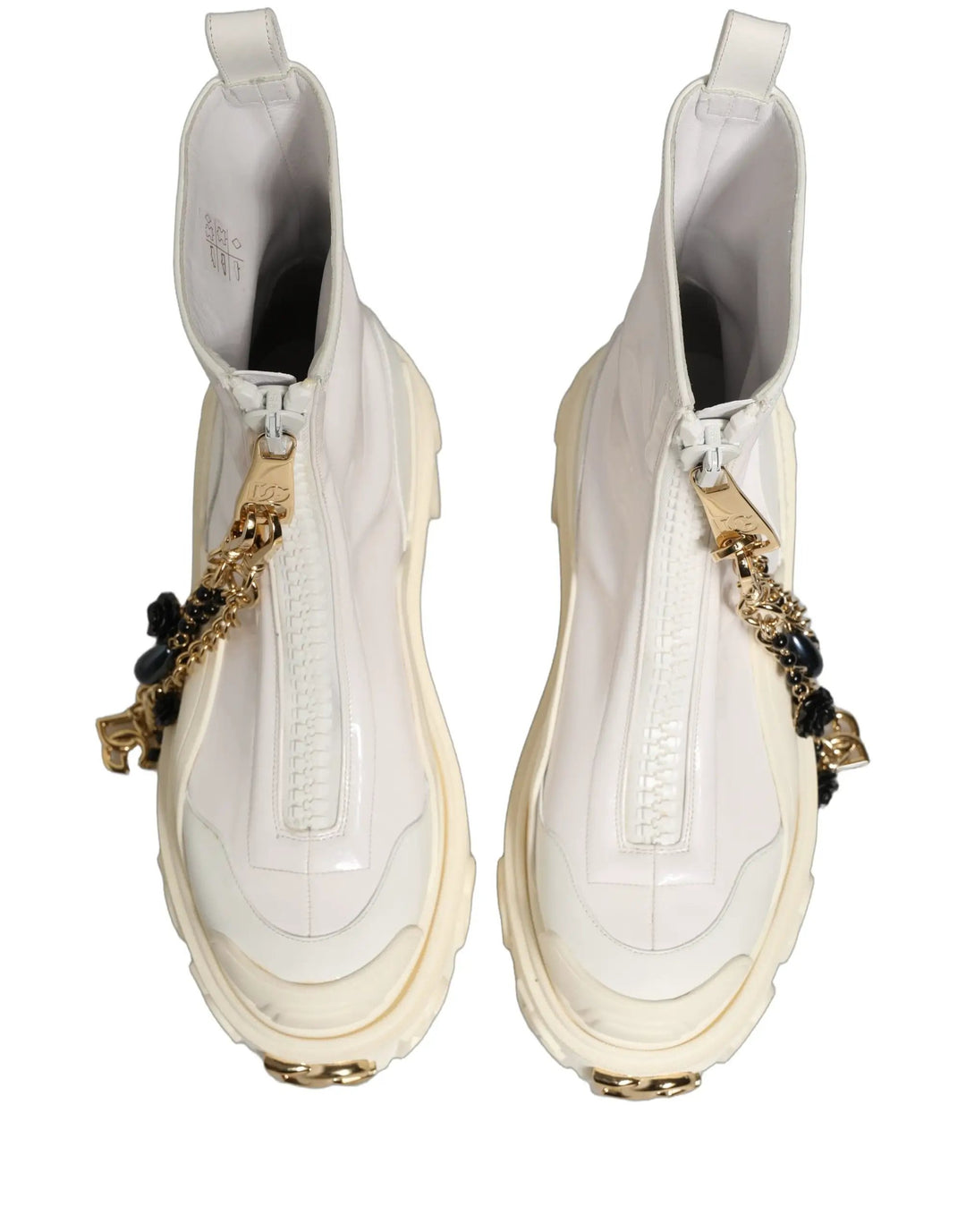 Dolce &amp; Gabbana Sample Sale | Dolce &amp; Gabbana White Leather Rubber Logo Ankle Boots Shoes - | Designer outlet