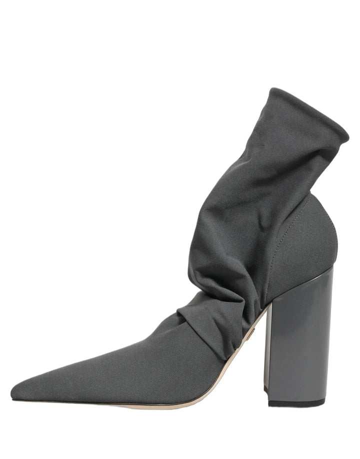 Dolce &amp; Gabbana Sample Sale | Dolce &amp; Gabbana Gray Stretch Socks Heels Ankle Boots Shoes - | Designer outlet