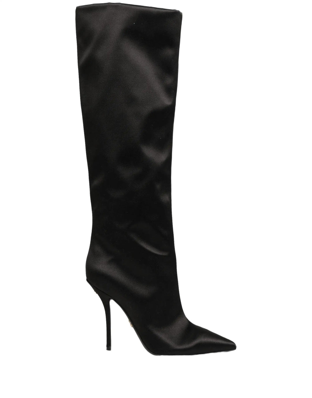 Dolce & Gabbana Sample Sale | Dolce & Gabbana Black Satin Knee High Stiletto Boots Shoes - | Designer outlet