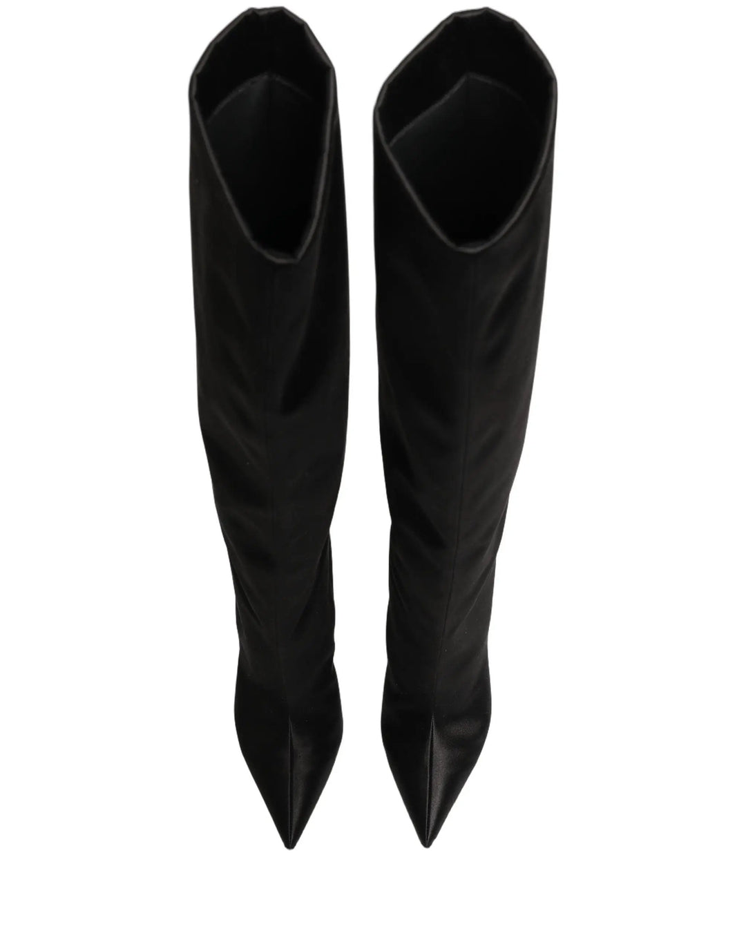 Dolce &amp; Gabbana Sample Sale | Dolce &amp; Gabbana Black Satin Knee High Stiletto Boots Shoes - | Designer outlet
