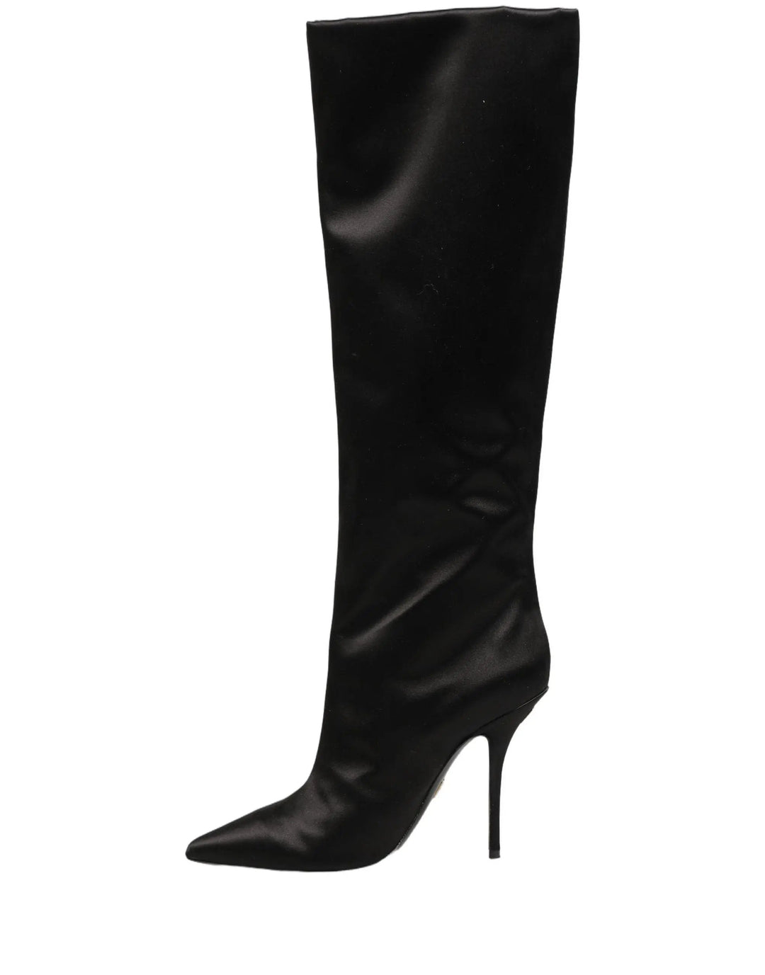 Dolce &amp; Gabbana Sample Sale | Dolce &amp; Gabbana Black Satin Knee High Stiletto Boots Shoes - | Designer outlet