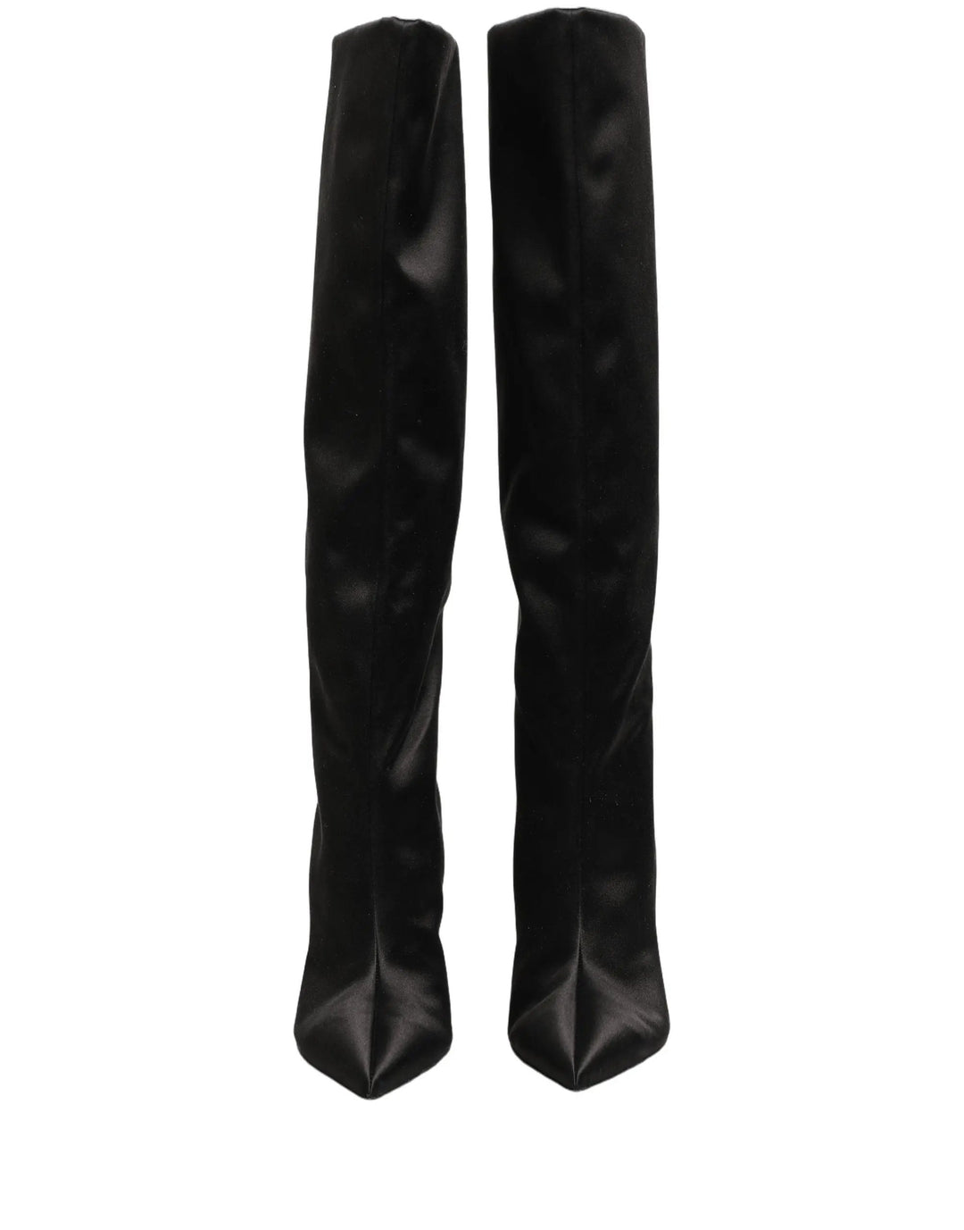 Dolce &amp; Gabbana Sample Sale | Dolce &amp; Gabbana Black Satin Knee High Stiletto Boots Shoes - | Designer outlet