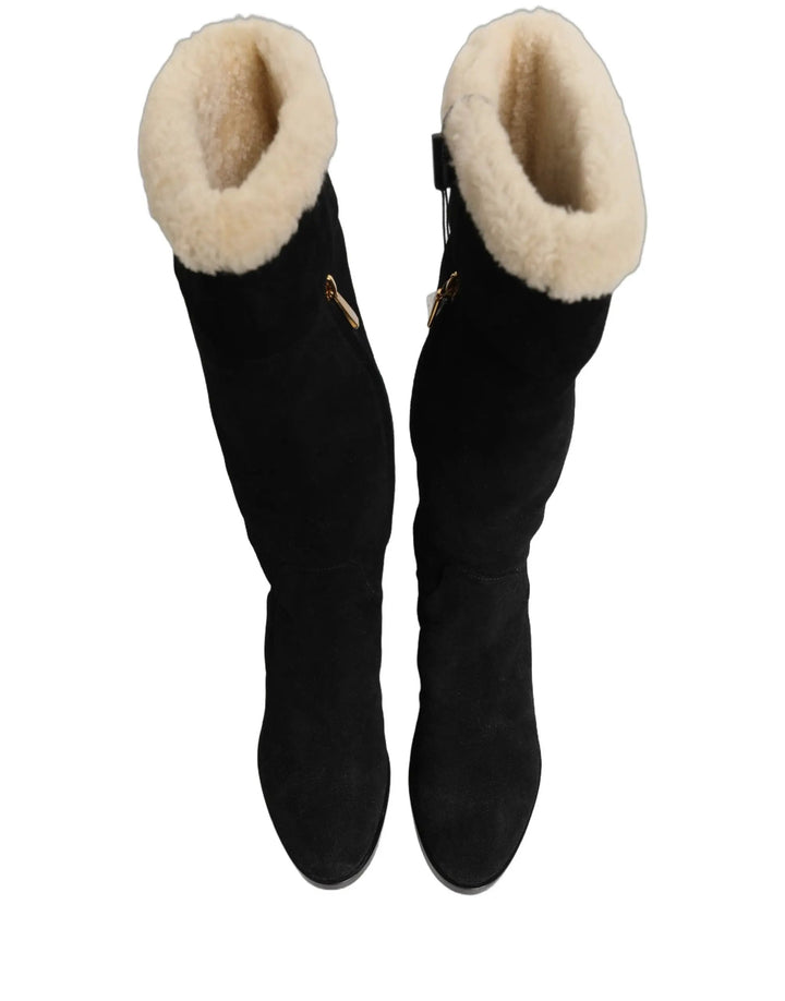 Dolce &amp; Gabbana Sample Sale | Dolce &amp; Gabbana Suede Leather Knee High Boots Black - | Designer outlet