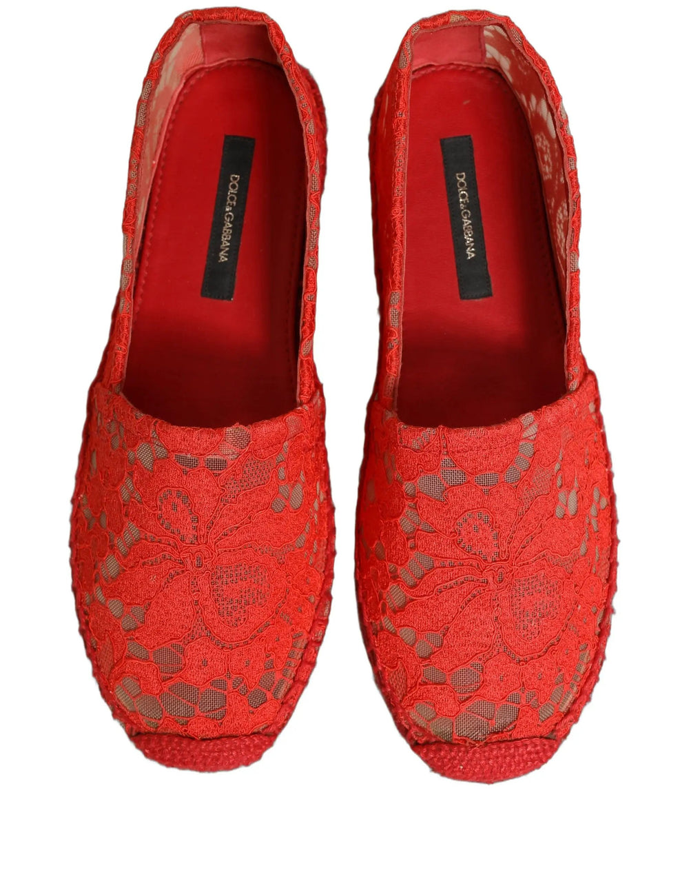 Dolce & Gabbana Sample Sale | Dolce & Gabbana Red Taormina Lace Espadrille Flats Shoes - | Designer outlet