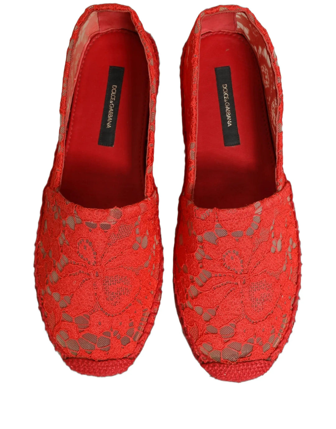 Dolce &amp; Gabbana Sample Sale | Dolce &amp; Gabbana Red Taormina Lace Espadrille Flats Shoes - | Designer outlet