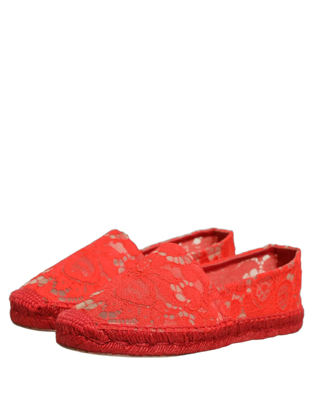 Dolce &amp; Gabbana Sample Sale | Dolce &amp; Gabbana Red Taormina Lace Espadrille Flats Shoes - | Designer outlet