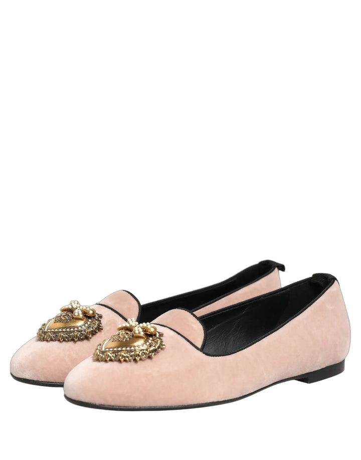 Dolce &amp; Gabbana Sample Sale | Dolce &amp; Gabbana Pink Velvet Devotion Loafers Flats Shoes - | Designer outlet