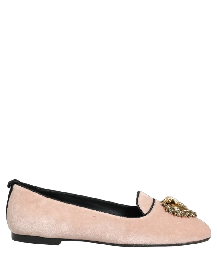Dolce &amp; Gabbana Sample Sale | Dolce &amp; Gabbana Pink Velvet Devotion Loafers Flats Shoes - | Designer outlet