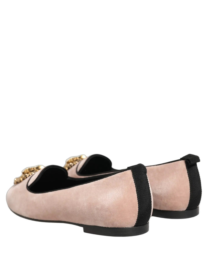 Dolce &amp; Gabbana Sample Sale | Dolce &amp; Gabbana Pink Velvet Devotion Loafers Flats Shoes - | Designer outlet