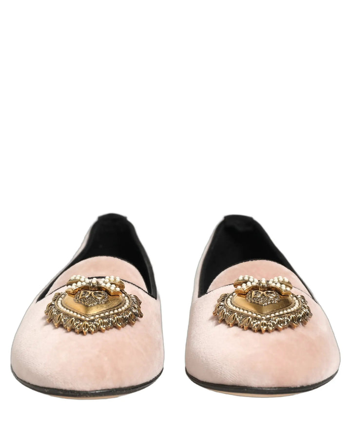 Dolce &amp; Gabbana Sample Sale | Dolce &amp; Gabbana Pink Velvet Devotion Loafers Flats Shoes - | Designer outlet
