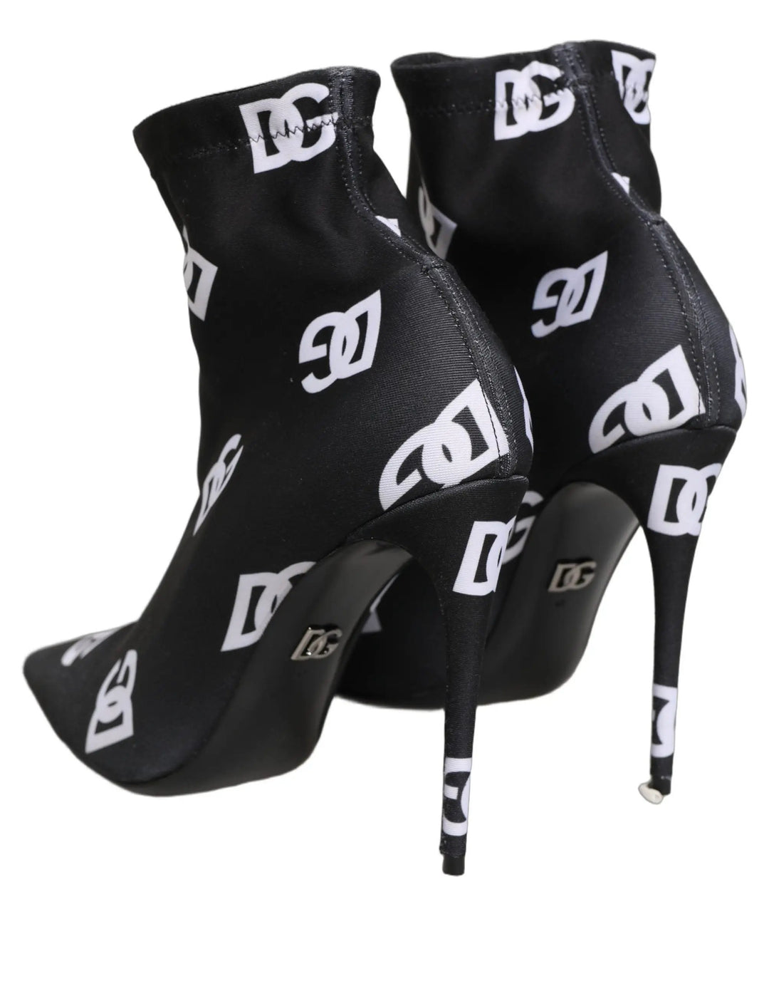 Dolce &amp; Gabbana Sample Sale | Dolce &amp; Gabbana Black Logo Stretch Heels Ankle Boots Shoes - | Designer outlet