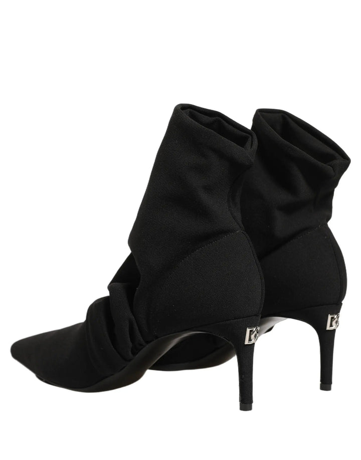 Dolce &amp; Gabbana Sample Sale | Dolce &amp; Gabbana Black Stretch Socks Heels Ankle Boots Shoes - | Designer outlet