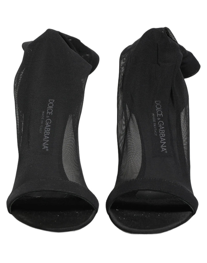 Dolce &amp; Gabbana Sample Sale | Dolce &amp; Gabbana Black Nylon Mesh Sock Style Boots Shoes - | Designer outlet