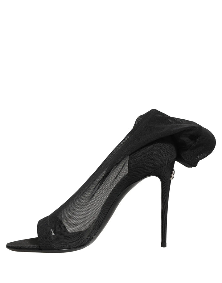 Dolce &amp; Gabbana Sample Sale | Dolce &amp; Gabbana Black Nylon Mesh Sock Style Boots Shoes - | Designer outlet